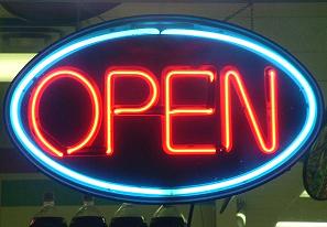 open neon sign marissa ranello on deaddrunkdublin.com